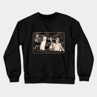 Ups & Downs (Sepia) (Universal Monsters on Roller Coaster) Crewneck Sweatshirt